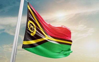 Vanuatu waving flag against sky