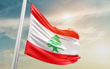 Lebanon waving flag against sky