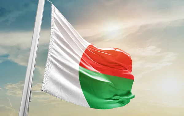 Madagascar Waving Flag Sky — стокове фото