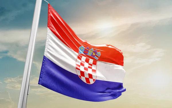Croatia Waving Flag Sky — Stock Photo, Image