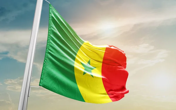 stock image Senegal waving flag against sky