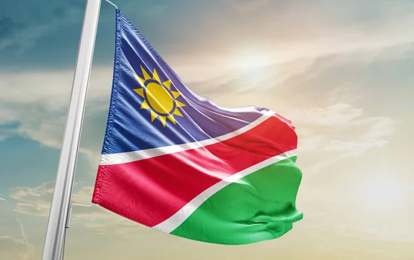 Namibia Waving Flag Sky — Foto Stock