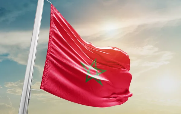 Morocco Waving Flag Sky Fotos De Stock