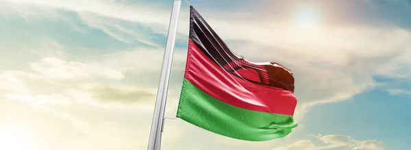 Flaga Malawi Przeciwko Niebu — Zdjęcie stockowe