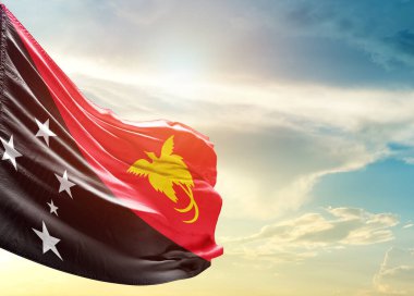 Papua Yeni Gine bayrağı gökyüzüne karşı 