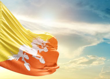 Gökyüzüne karşı Bhutan bayrağı 