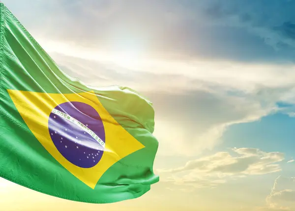 Brazil flag against sky