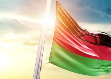 Malawi bayrağı güneşli gökyüzüne karşı