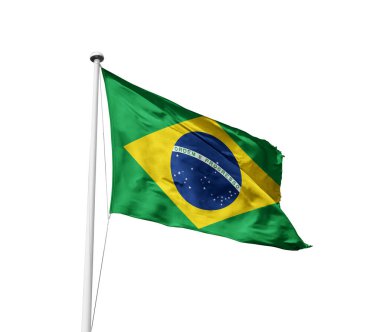 Brezilya beyaz arkaplanda bayrak sallıyor