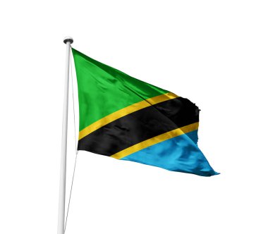 Tanzanya beyaz arkaplanda bayrak sallıyor