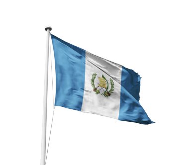 Guatemala beyaz arkaplanda bayrak sallıyor