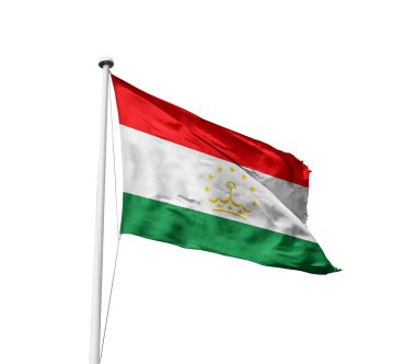 Tacikistan beyaz arkaplanda bayrak sallıyor