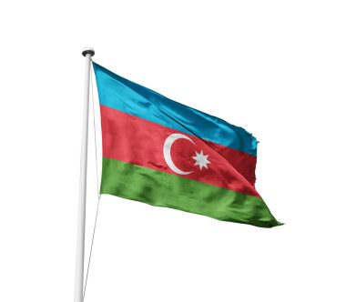 Azerbaycan beyaz arkaplanda bayrak sallıyor