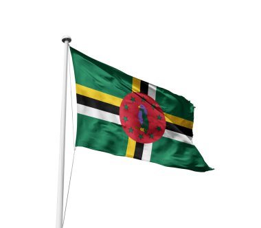 Dominica beyaz arkaplanda bayrak sallıyor