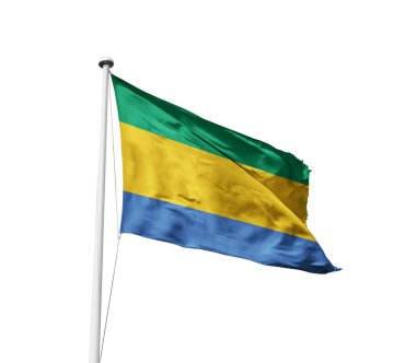 Gabon beyaz arkaplanda bayrak sallıyor