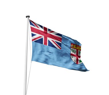 Beyaz arkaplanda Fiji bayrağı sallıyor