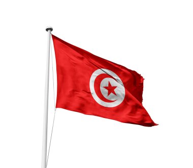 Tunus beyaz arkaplanda bayrak sallıyor