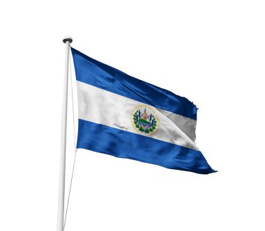 El Salvador beyaz arka planda bayrak sallıyor