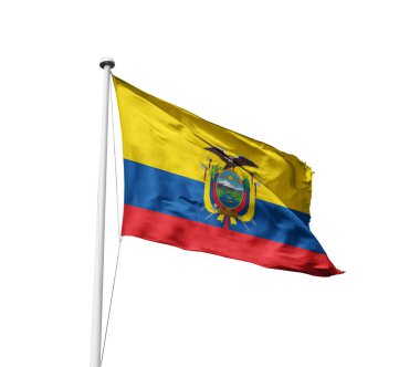 Ekvador beyaz arkaplan üzerinde bayrak sallıyor
