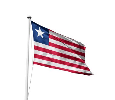 Liberya beyaz arkaplanda bayrak sallıyor