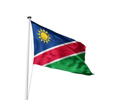 Namibya beyaz arkaplanda bayrak sallıyor
