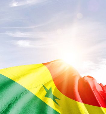 Senegal güzel gökyüzünde bayrak sallıyor.