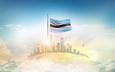 Şehrin üzerinde Botswana bayrak simgesi 