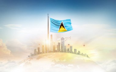 Şehrin üzerinde Aziz Lucia bayrağı simgesi 