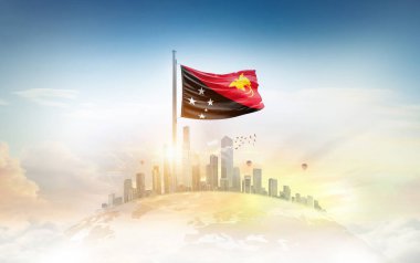 Şehrin üzerinde Papua Yeni Gine bayrağı simgesi 