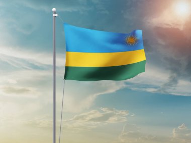 Gökyüzü arkaplanlı ruanda bayrağı