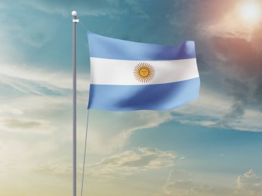 Arjantin ulusal bayrağı güzel bulutlarda dalgalanıyor.