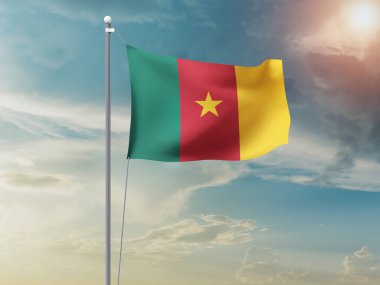 Kamerun ulusal bayrağı gökyüzünde dalgalanıyor 