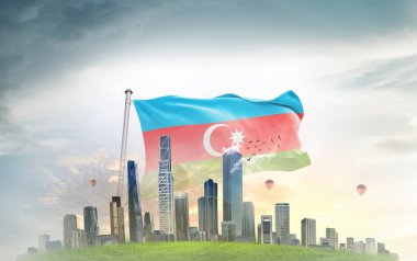 Azerbaycan Ulusal Bayrağı Gökte Dalgalanıyor. 