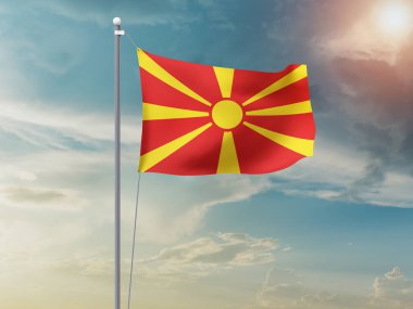 Kuzey Makedonya bayrağı gökyüzünde dalgalanıyor 