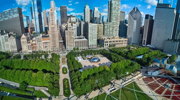 Bild Vidsträckt Utsikt Över Millennium Park Från Ovan Chicago Cloud — Stockfoto