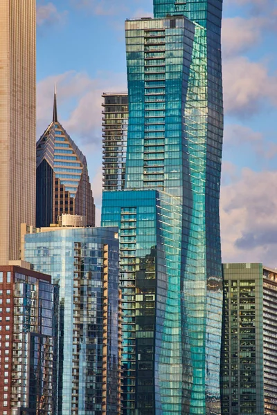 Bild Detalj Enorma Amerikanska Skyskrapor Chicago Centrum — Stockfoto