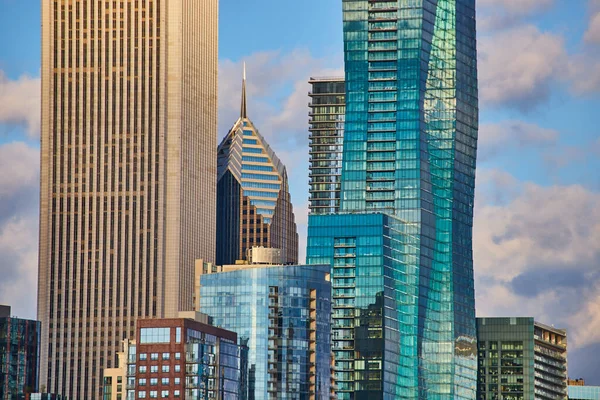Bild Detalj Kluster Fantastiska Skyskrapor Chicago Centrum — Stockfoto