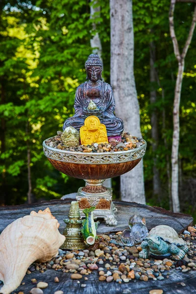 Image Nature Dons Bouddha Statue Dans Forêt — Photo