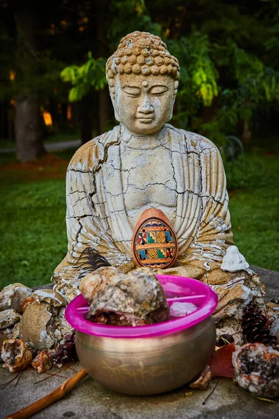 Imagem Santuário Detalhe Antiga Estátua Buda Para Zen Meditação — Fotografia de Stock