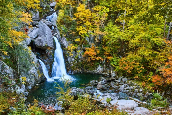 stock image Image of Magical blue waterfall in New York fall with yellow foliage