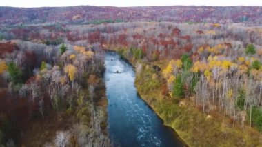 Havadan çarpıcı bir görüntü Michigan nehri ve ormanı insansız hava aracından düştü
