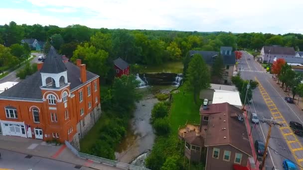Video Aerial Peste Mic Oraș Din New York Honeoye Falls — Videoclip de stoc