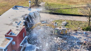 Yıkım alanındaki Molozların Hava Aracı görüntüsü