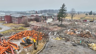 Indiana 'daki inşaat alanının enkaz ve metal yığınlarıyla öntanımlı görüntüsü