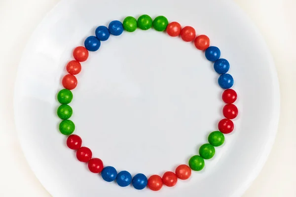 Kép Ring Ismétlődő Három Szín Kék Piros Zöld Skittles Egy — Stock Fotó
