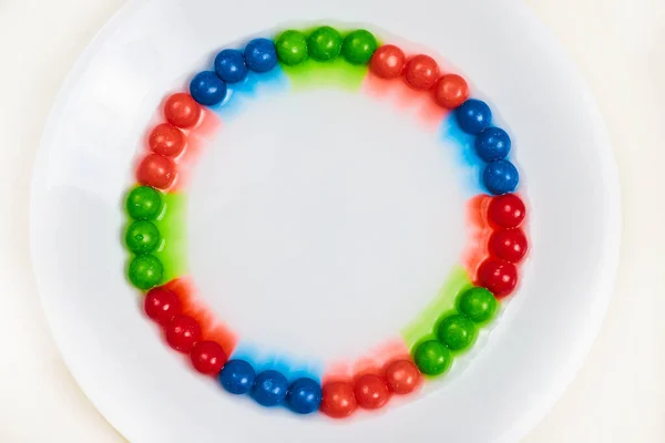 Kép Vérző Színek Skittles Candy Ring Háttér — Stock Fotó