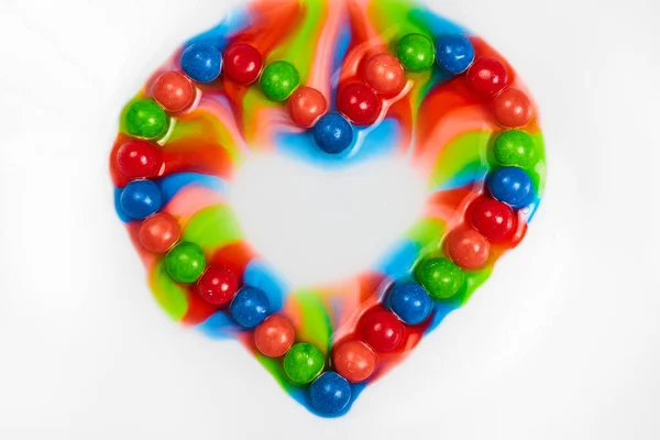 Obraz Krwawiących Skittles Candy Heart Valentine Tle — Zdjęcie stockowe