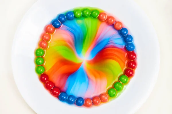 Obraz Full Skittles Rainbow Swirl Center Tło — Zdjęcie stockowe
