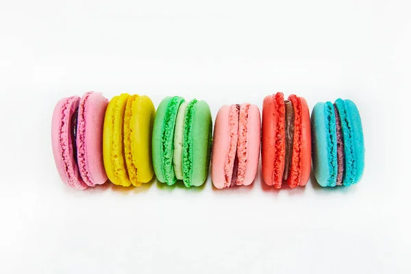 Image Colorful Macaroons Pink Purple Green Yellow Red Blue White — Stock Photo, Image