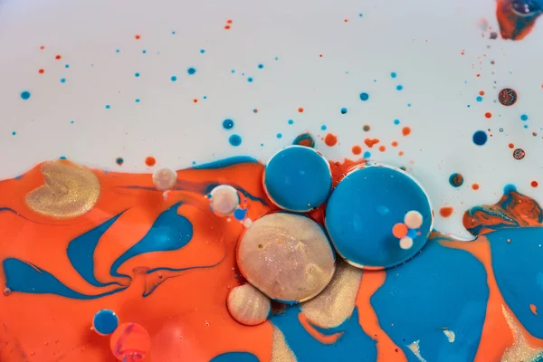 Afbeelding Van Abstracte Schilderkunst Met Oranje Verf Blauwe Strepen — Stockfoto